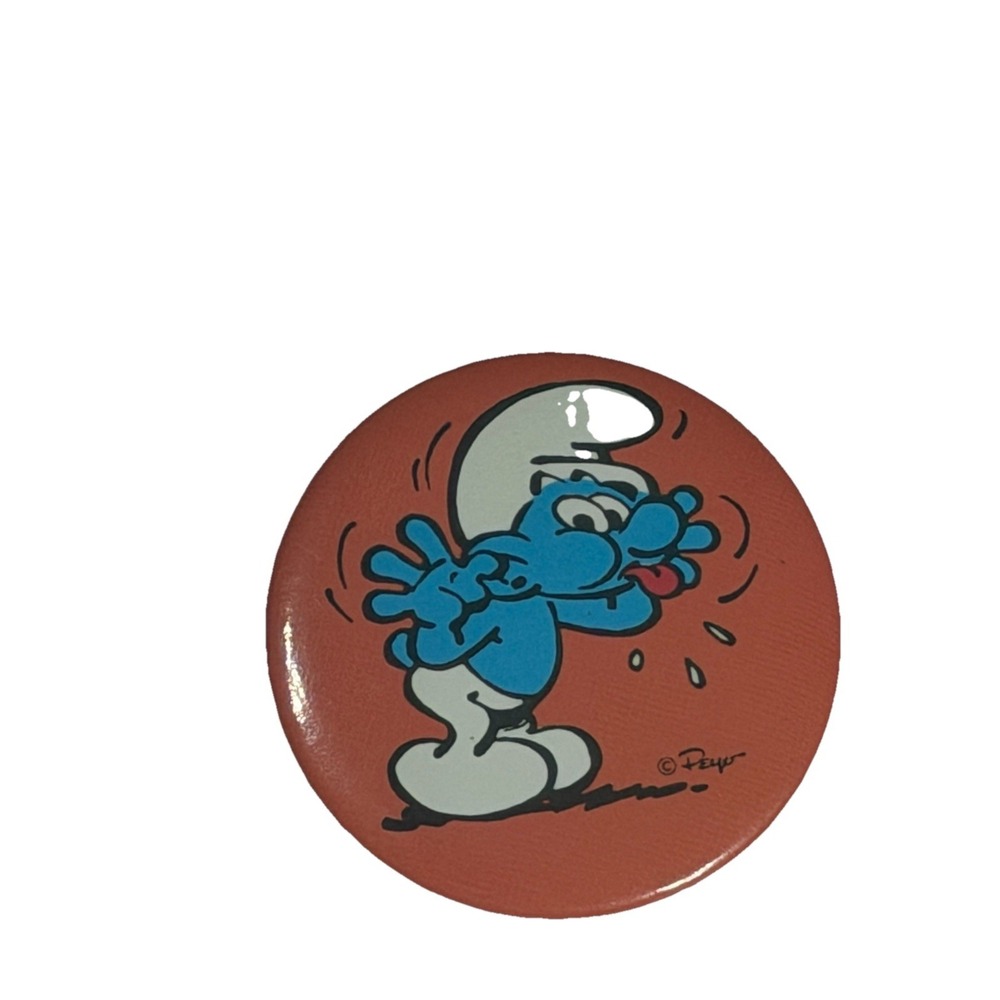 3 Vintage Smurfs Buttons Pin Back Lot 1980 80's retro pins Smurf - Picture 2 of 6